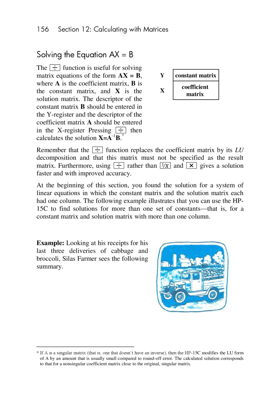 HP 15c Scientific manual Solving the Equation AX = B 