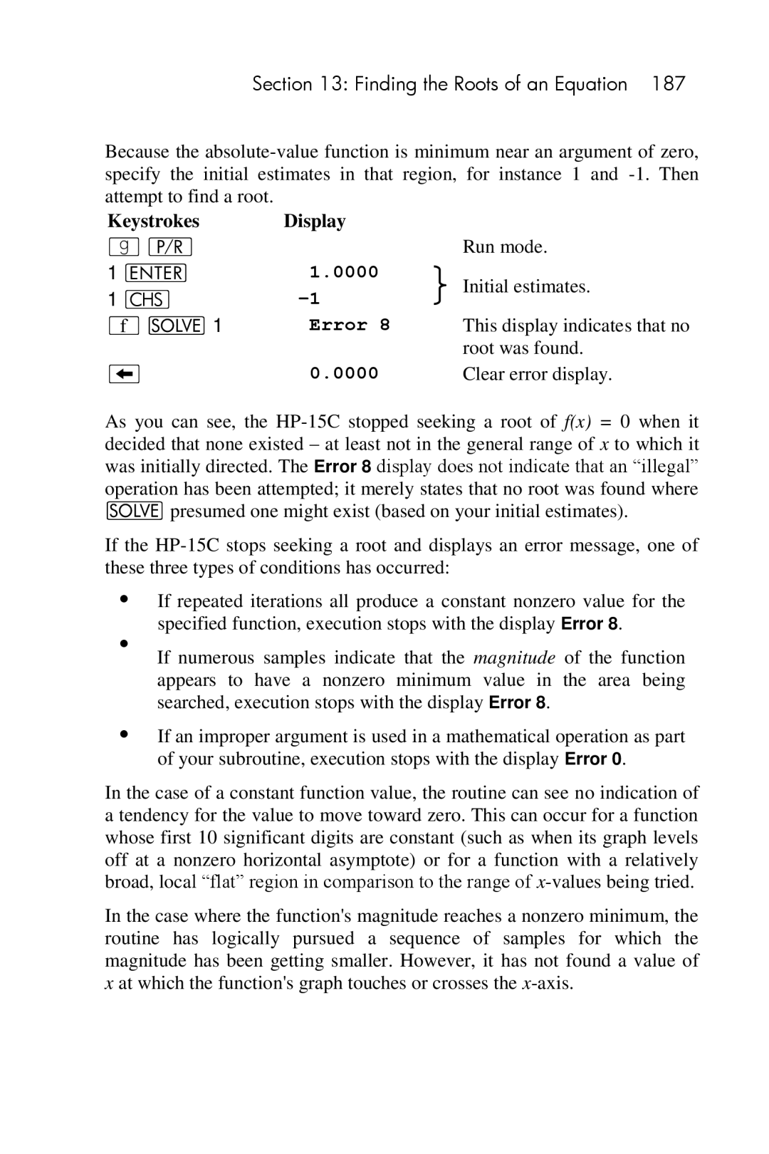 HP 15c Scientific manual Error 