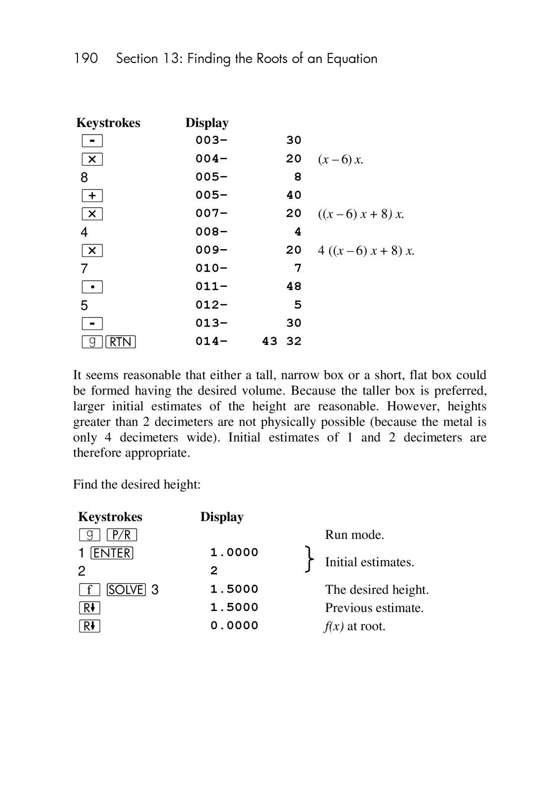 HP 15c Scientific manual 003 004 005 007, X + 8, 008 009, 6 x + 8, 010 011 012 013 014 