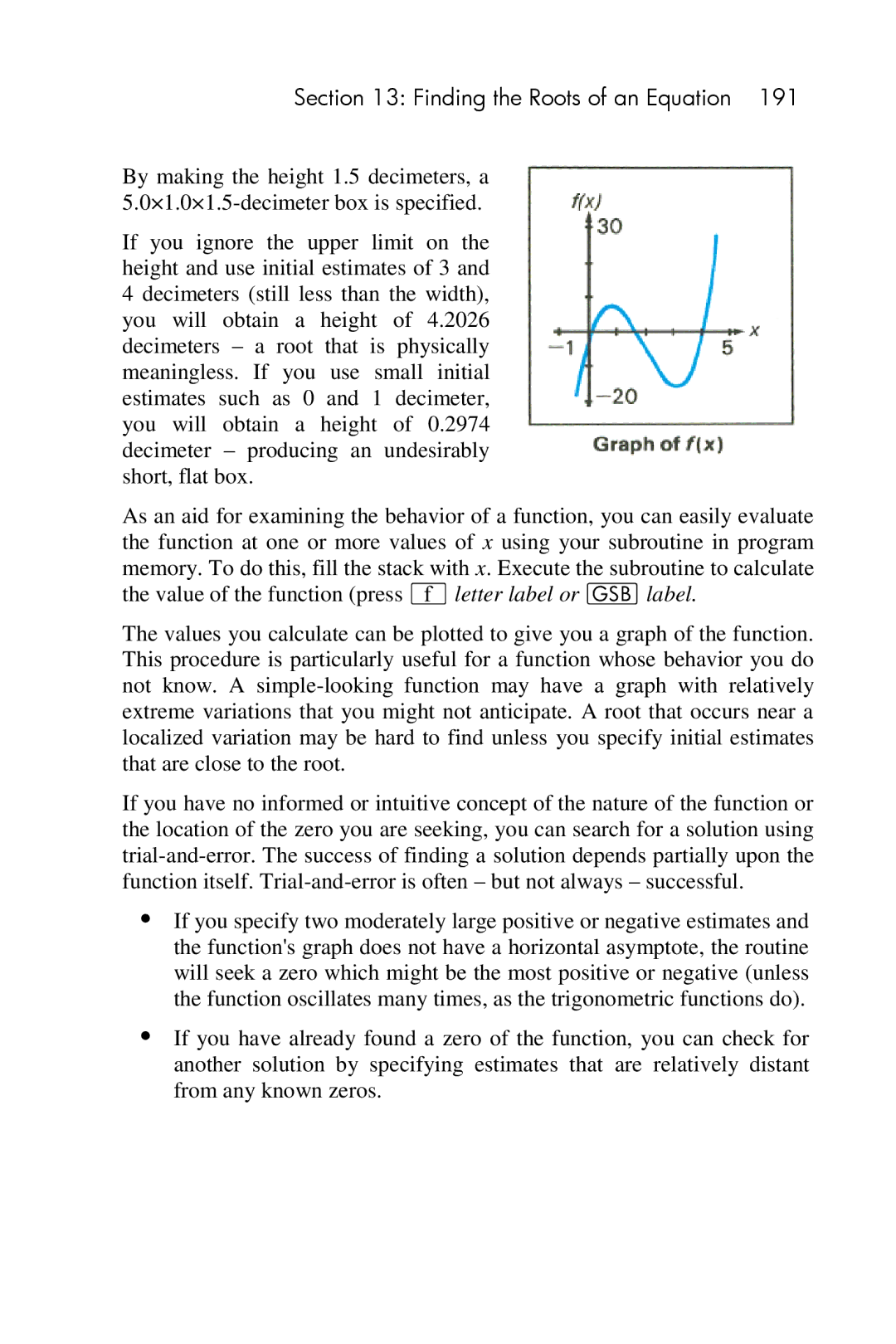 HP 15c Scientific manual Finding the Roots of an Equation 