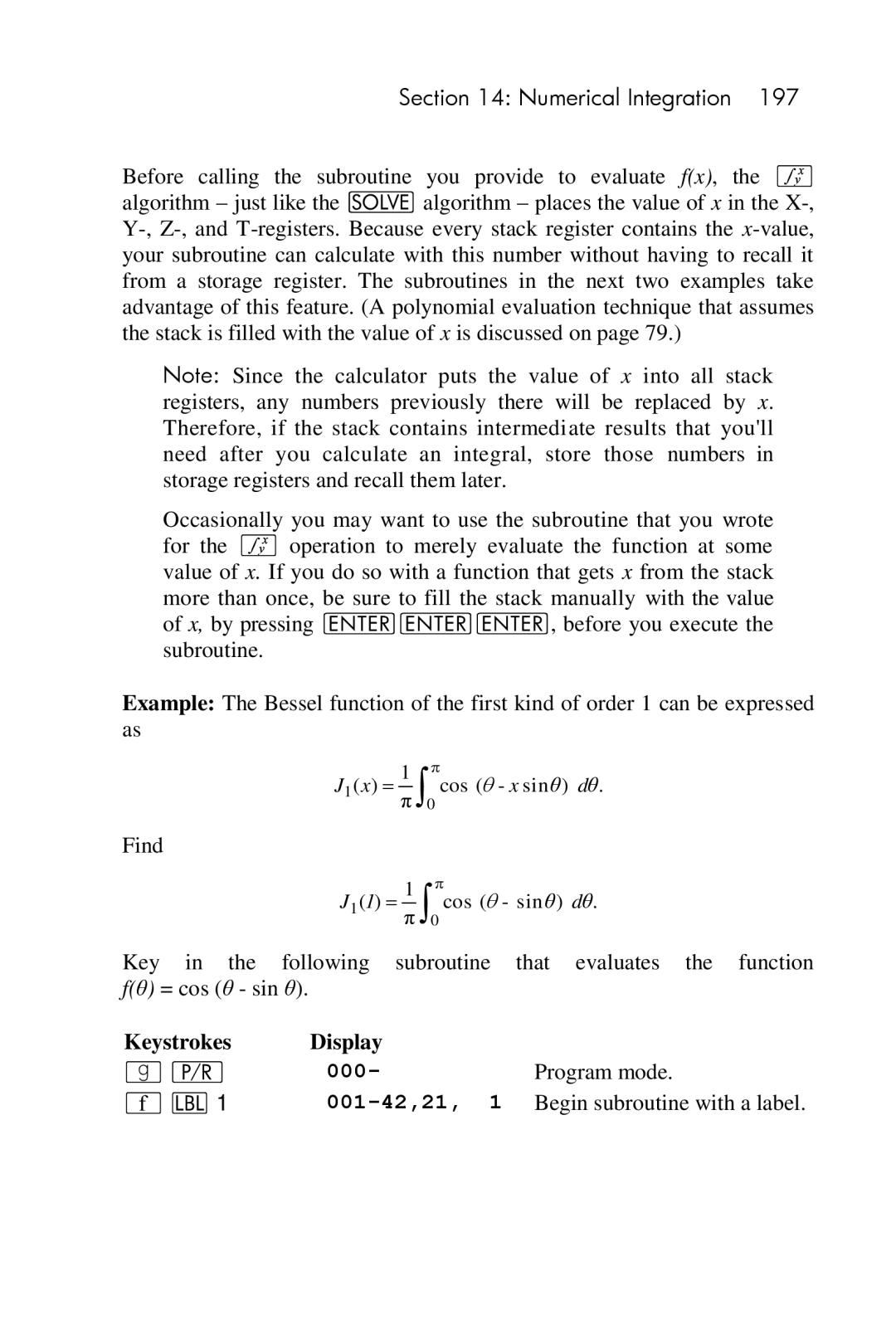 HP 15c Scientific manual Begin subroutine with a label 