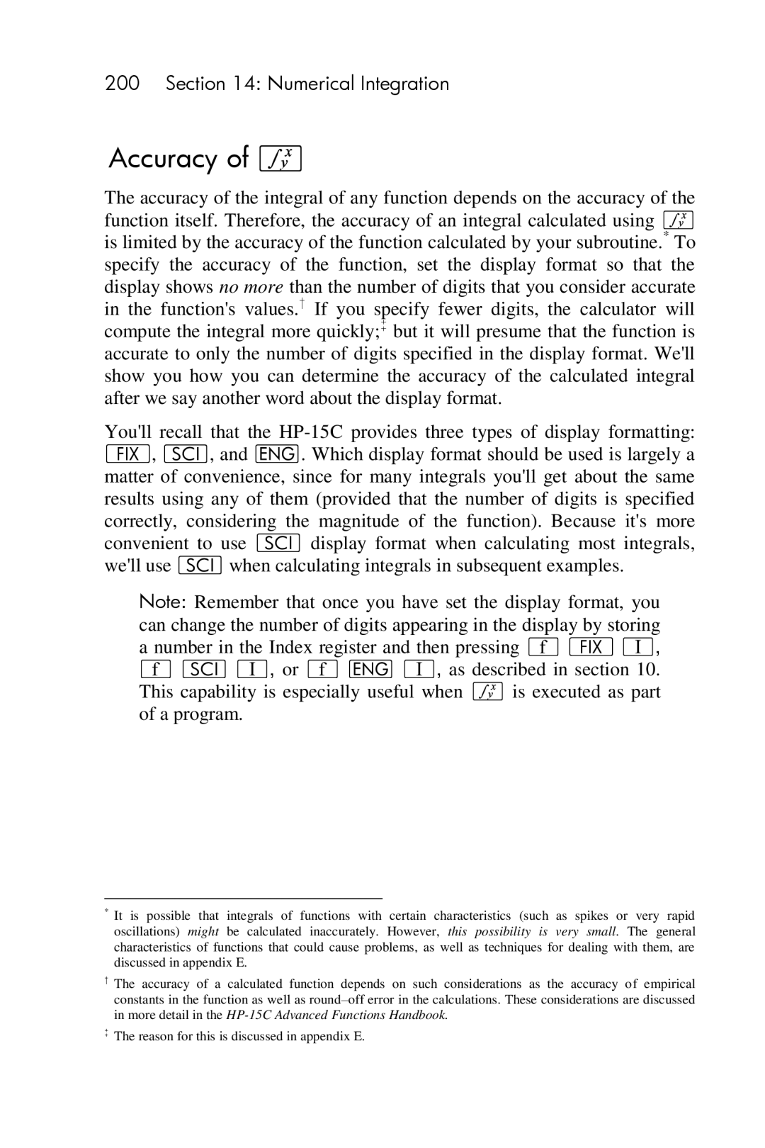 HP 15c Scientific manual Accuracy of f 