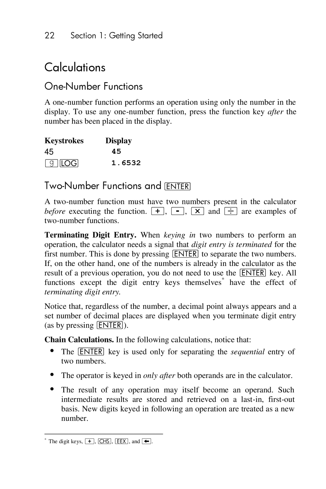 HP 15c Scientific manual Calculations, One-Number Functions, Two-Number Functions, 6532 