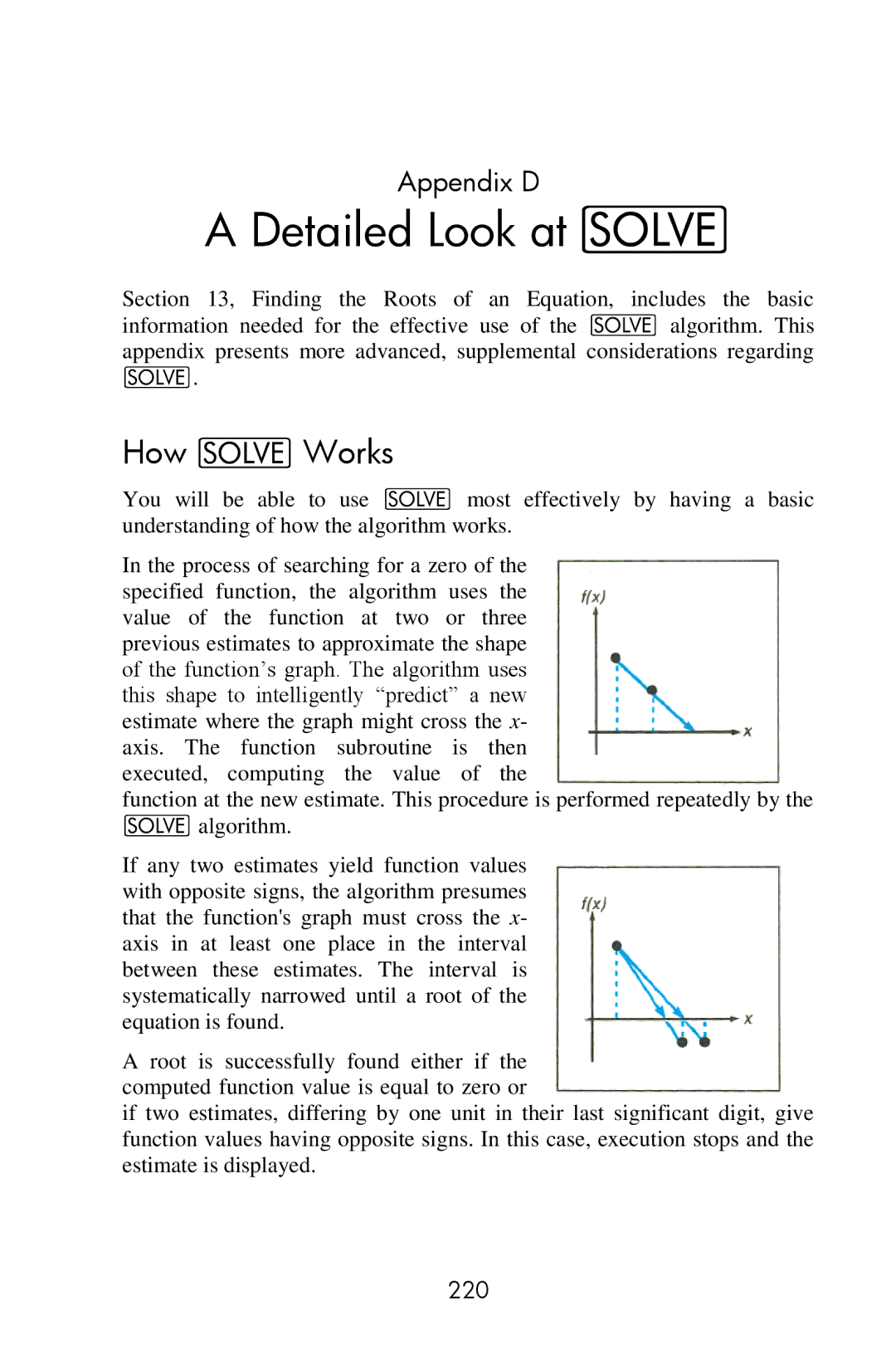 HP 15c Scientific manual Detailed Look at, How Works, Appendix D, 220 