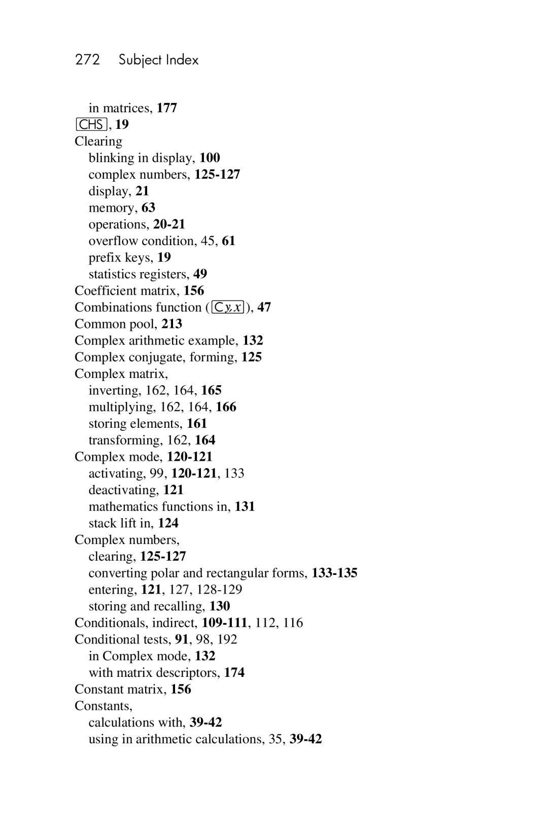 HP 15c Scientific manual Subject Index 