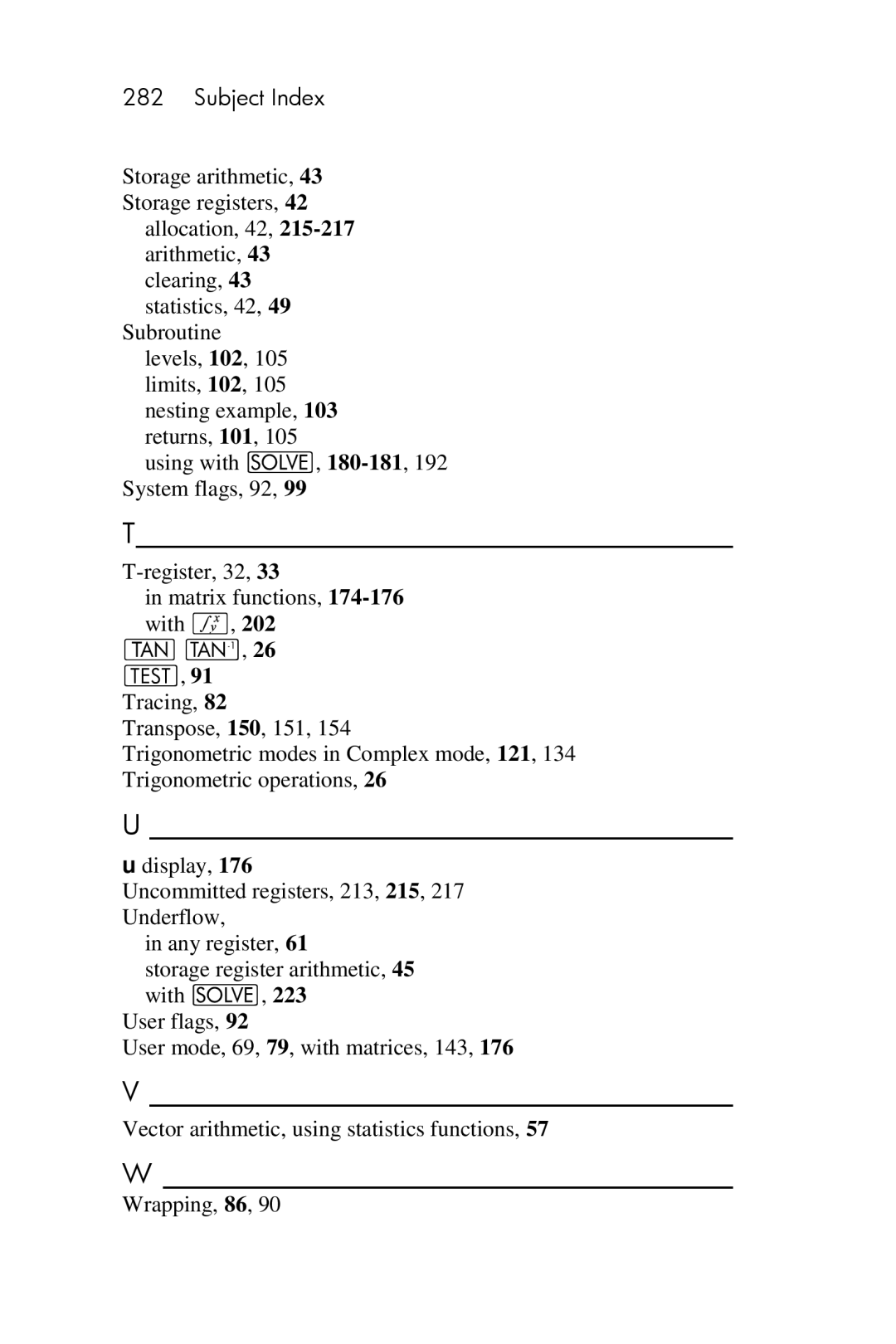 HP 15c Scientific manual Subject Index 