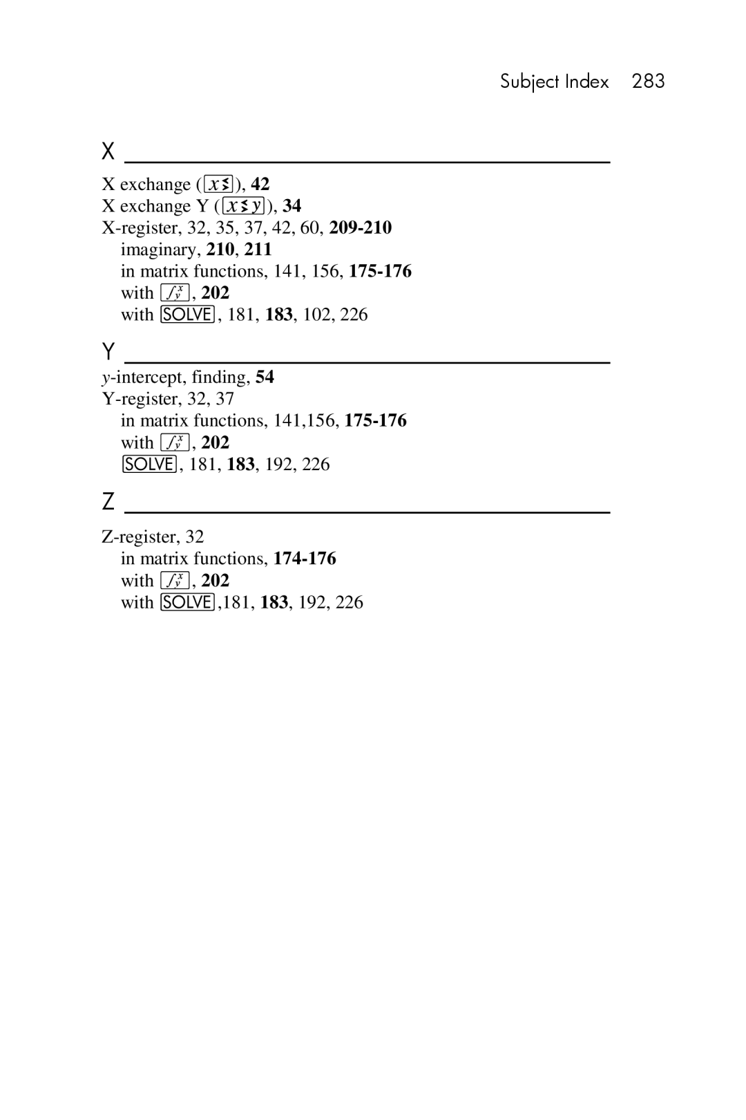 HP 15c Scientific manual Subject Index 