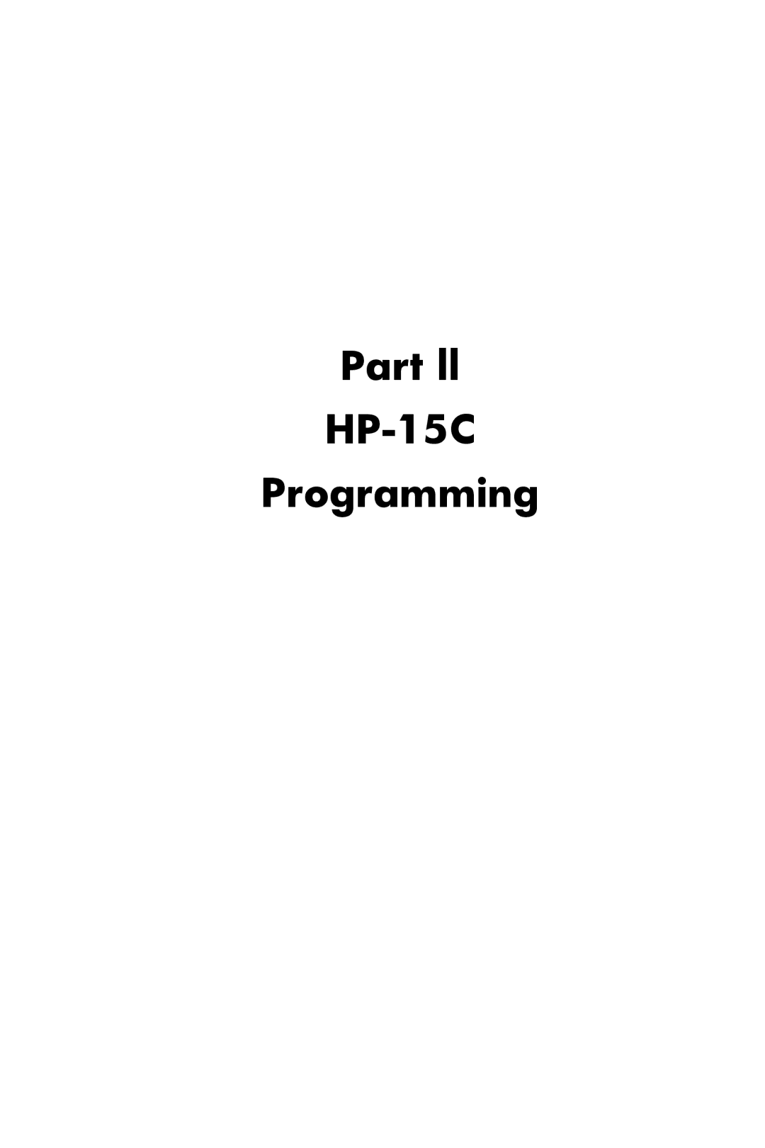 HP 15c Scientific manual Part ll HP-15C Programming 