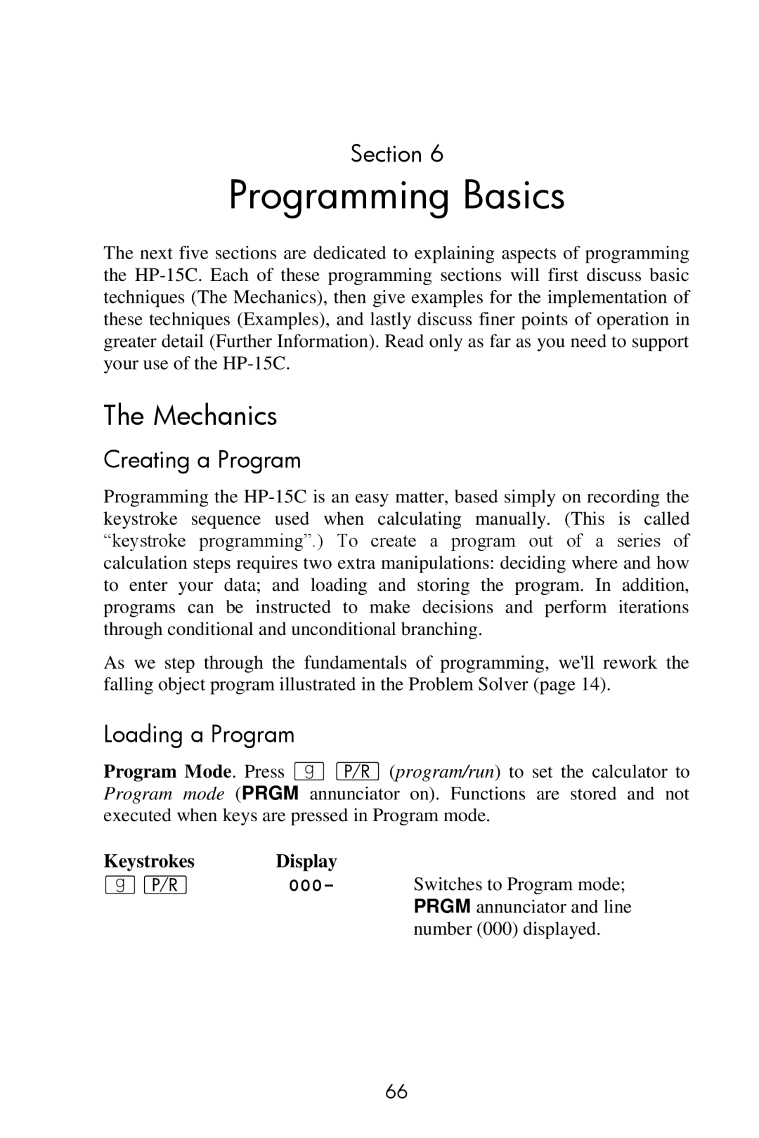 HP 15c Scientific manual Programming Basics, Mechanics, Creating a Program, Loading a Program 