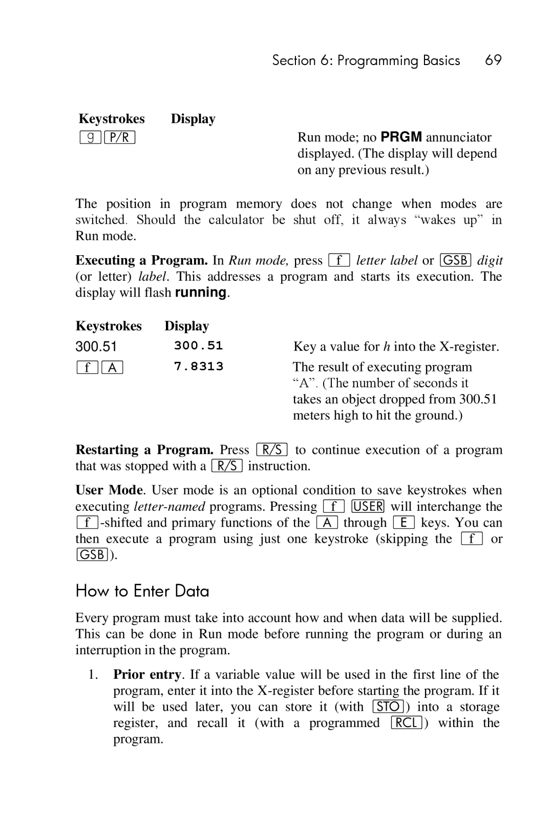 HP 15c Scientific manual How to Enter Data, 300.51 300.51 ´A 