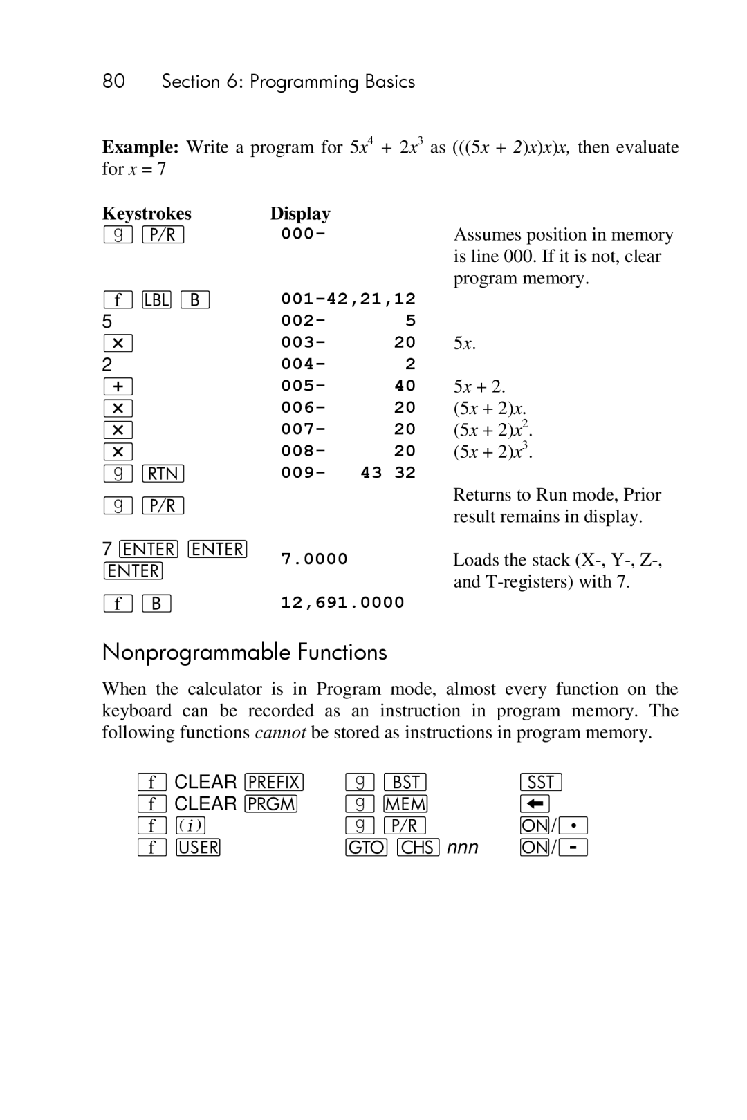 HP 15c Scientific manual Nonprogrammable Functions, 001-42,21,12, 002 003 004 005 006 007 008 009 0000, 12,691.0000 