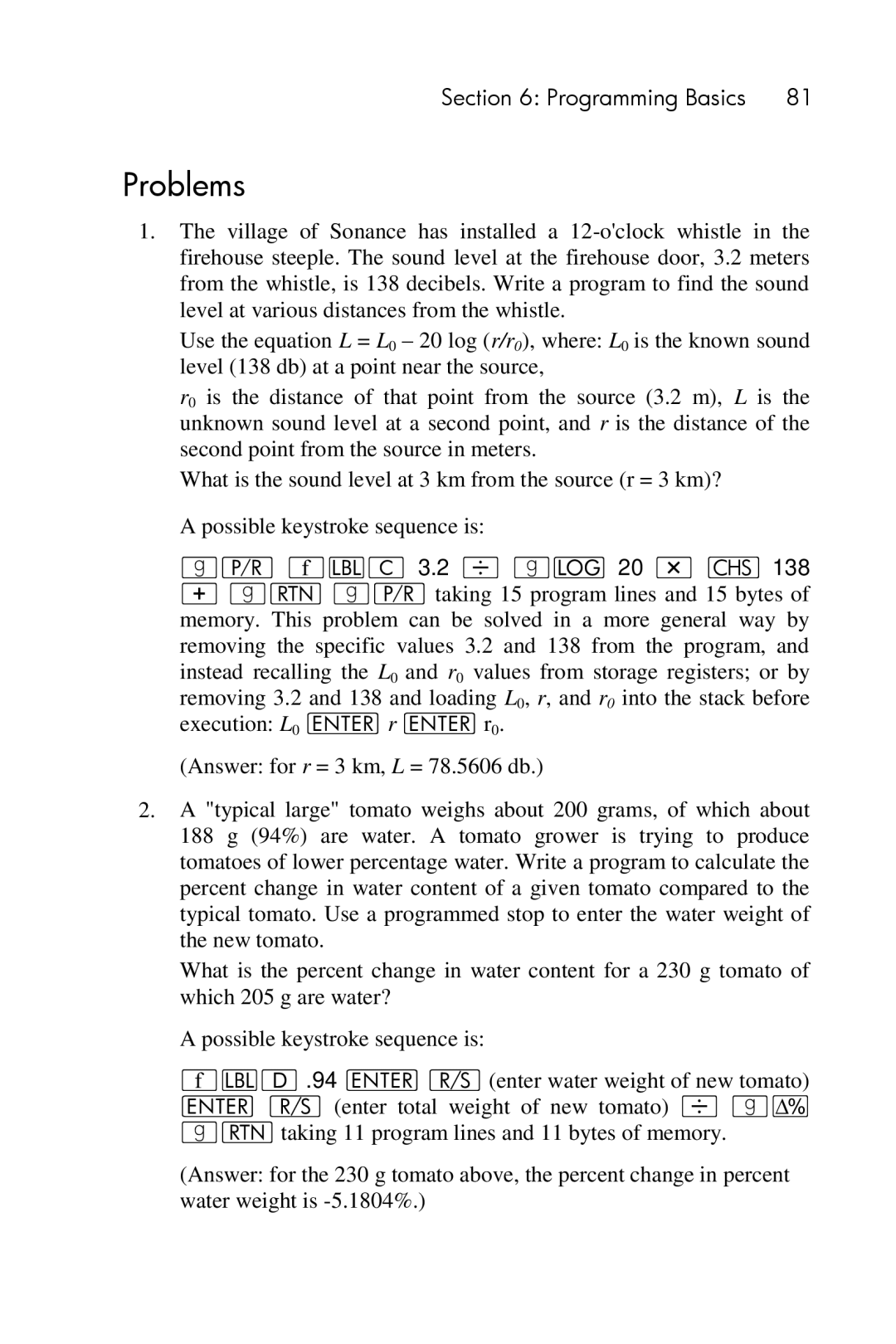 HP 15c Scientific manual Problems 