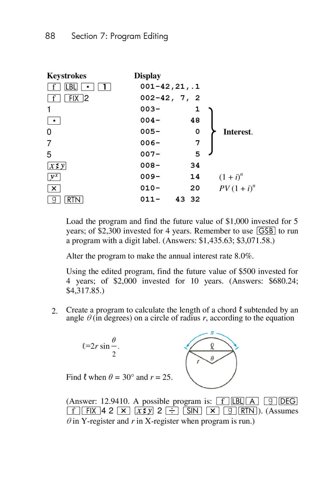 HP 15c Scientific manual Interest, PV 1 + i n 