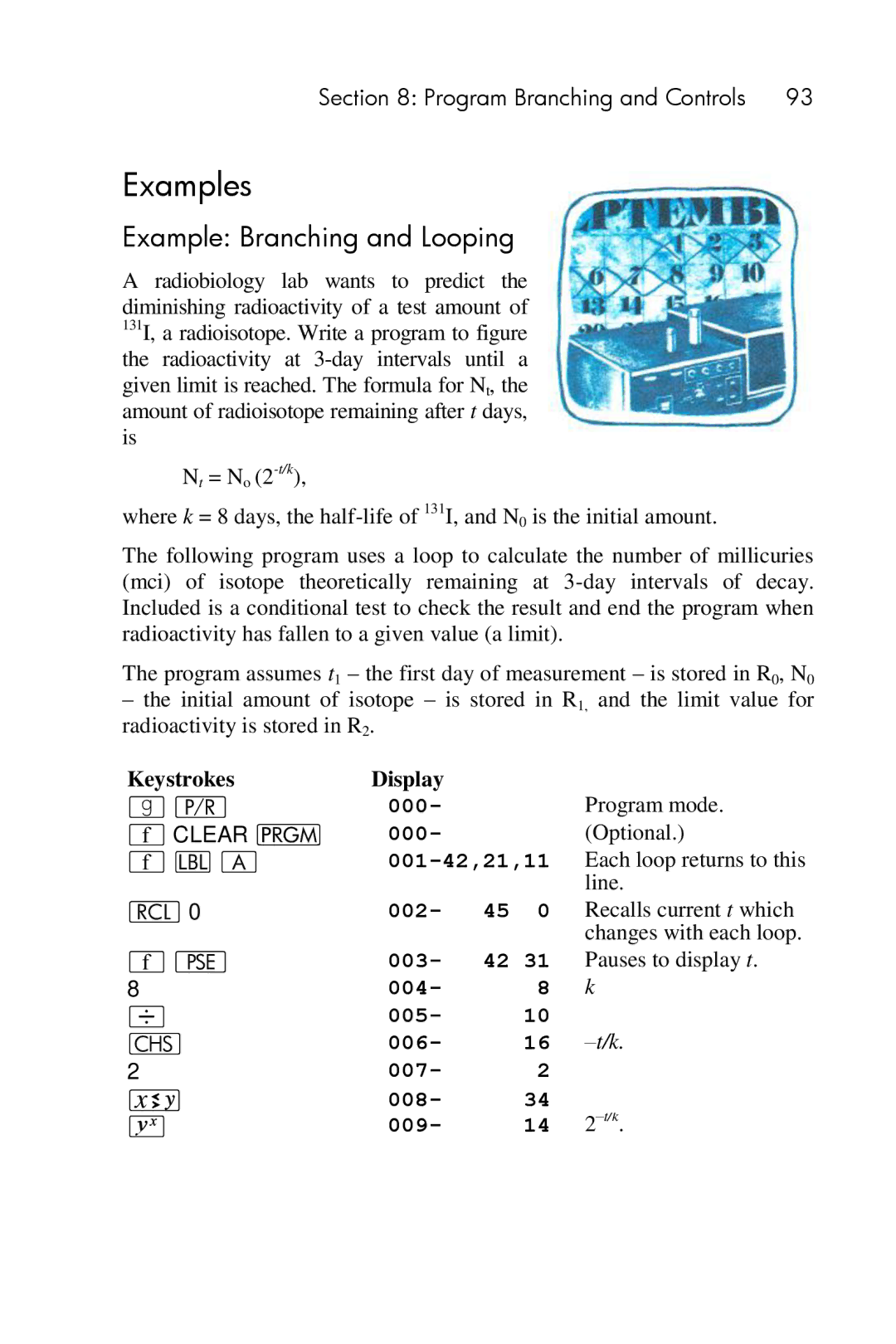 HP 15c Scientific manual Example Branching and Looping 