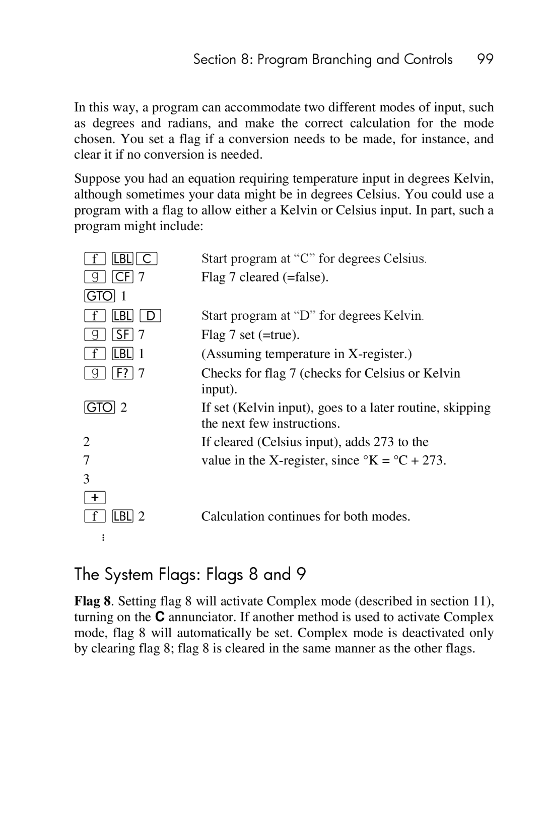 HP 15c Scientific manual System Flags Flags 8 