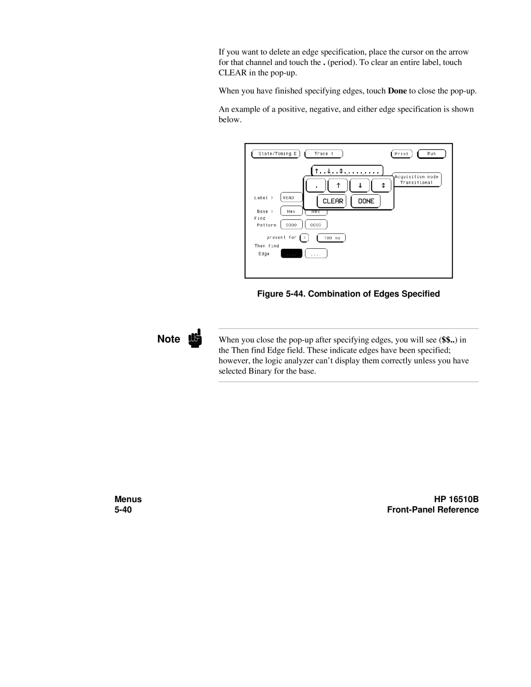 HP 16500A, 16510B manual Combination of Edges Specified 