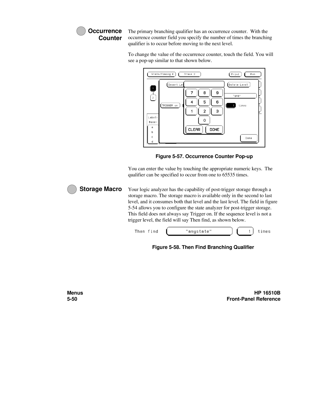 HP 16500A, 16510B manual Occurrence Counter Pop-up 