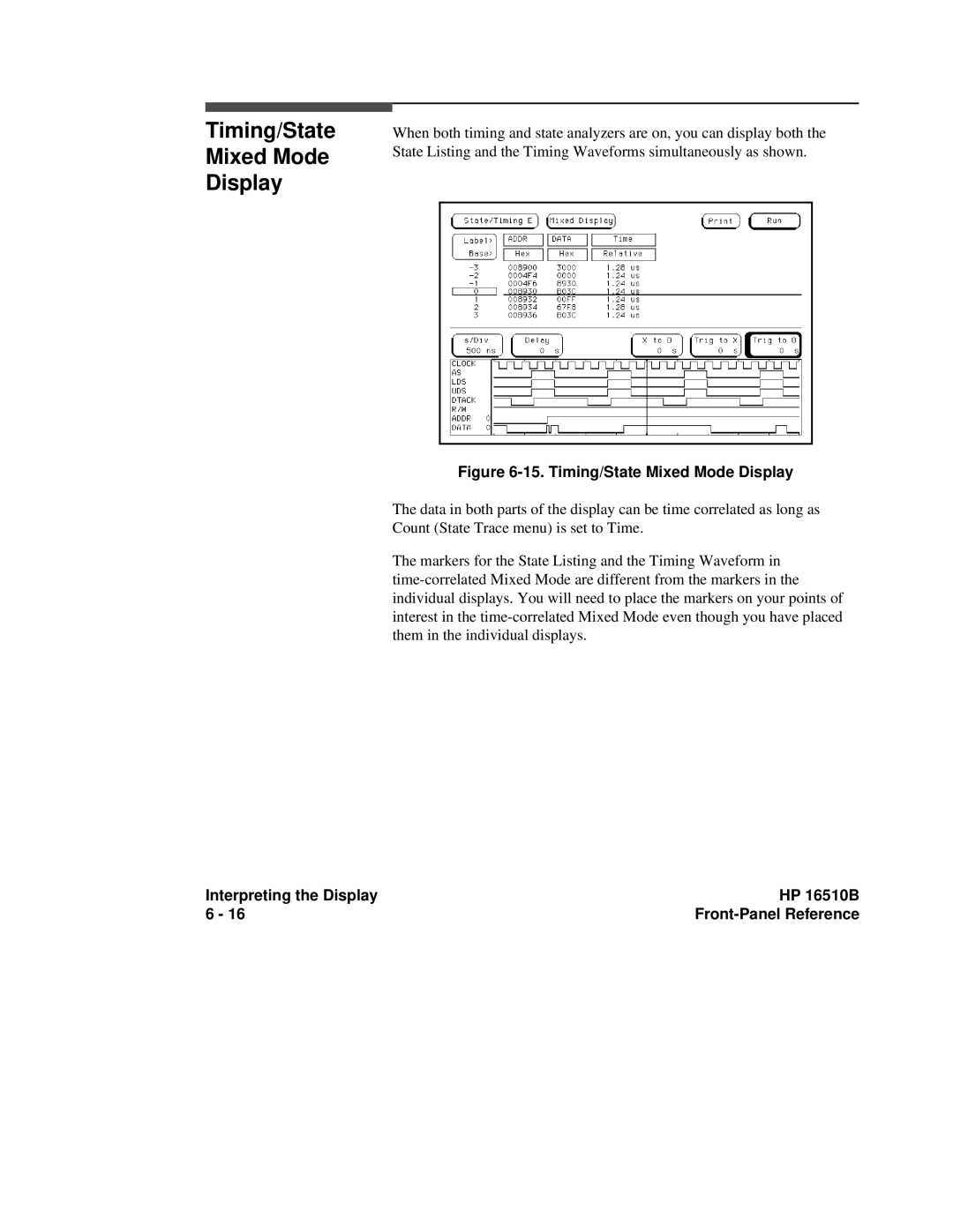 HP 16500A, 16510B manual Timing/State Mixed Mode Display 