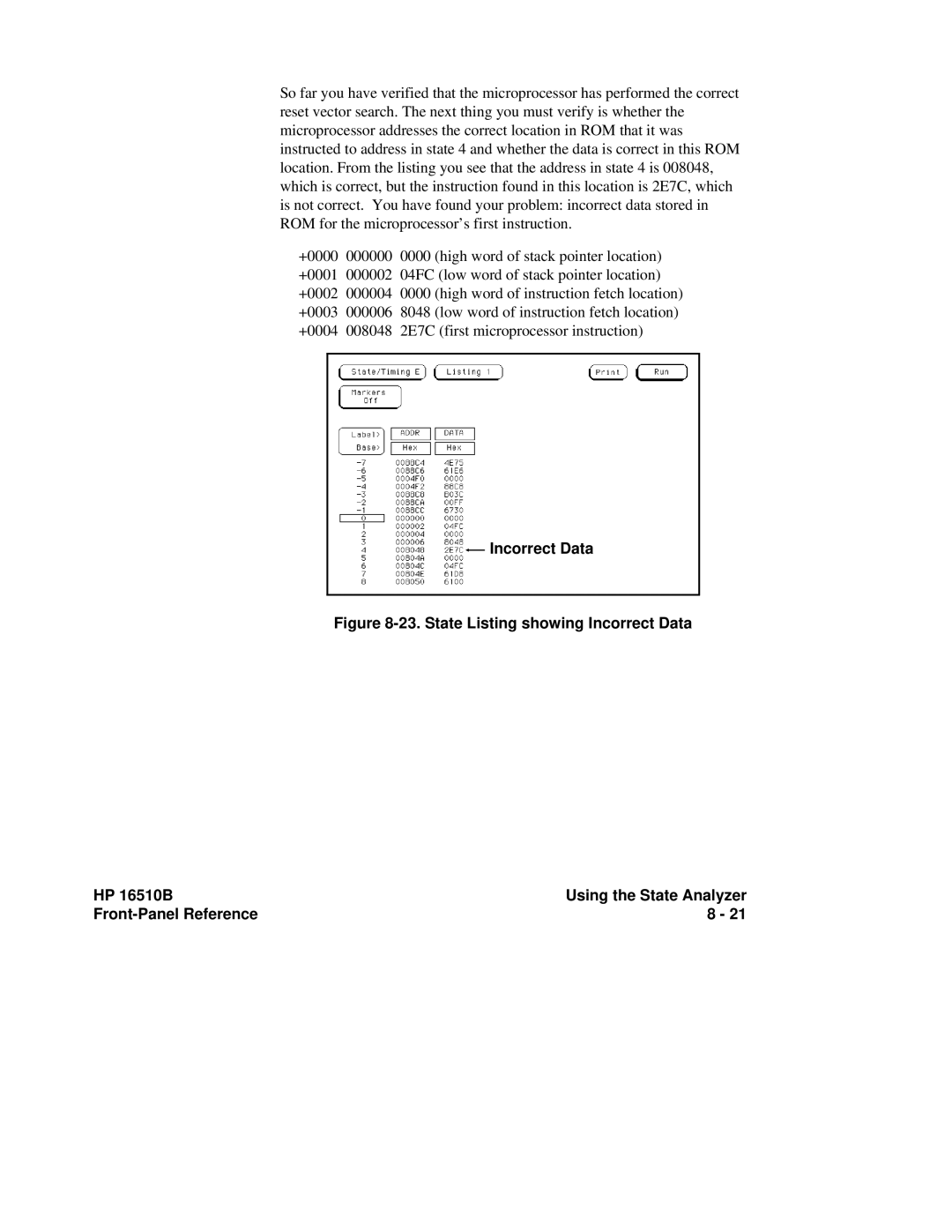 HP 16510B, 16500A manual Incorrect Data 