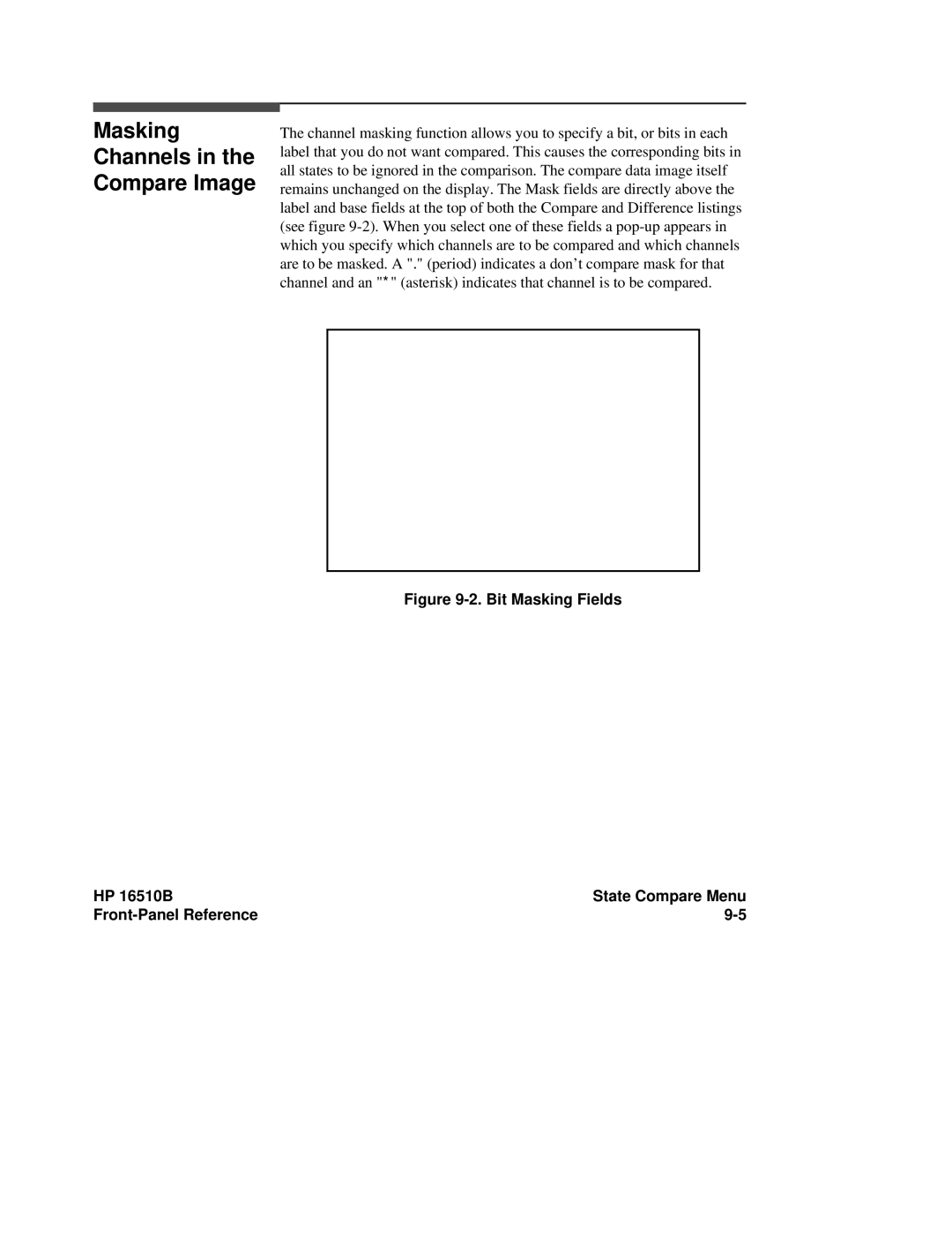 HP 16510B, 16500A manual Masking Channels Compare Image, Bit Masking Fields State Compare Menu 