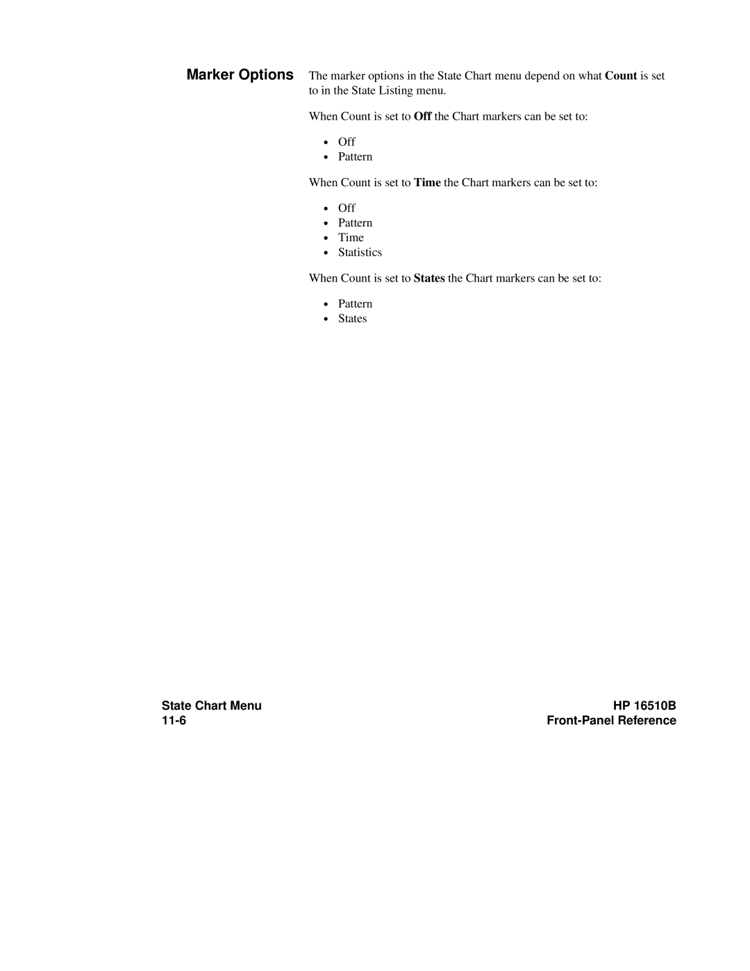 HP 16500A manual State Chart Menu HP 16510B 11-6 