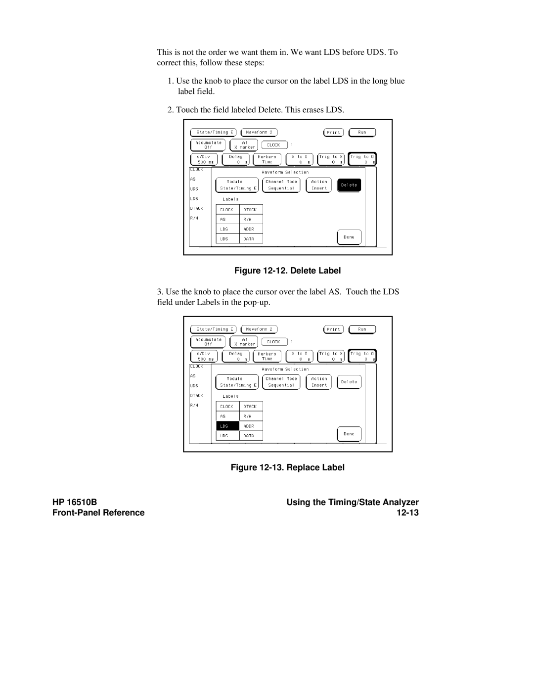 HP 16510B, 16500A manual Delete Label 