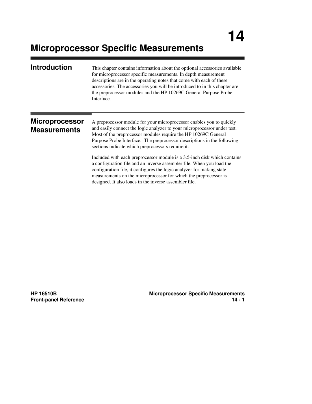 HP 16510B, 16500A manual Microprocessor Specific Measurements, Microprocessor Measurements 