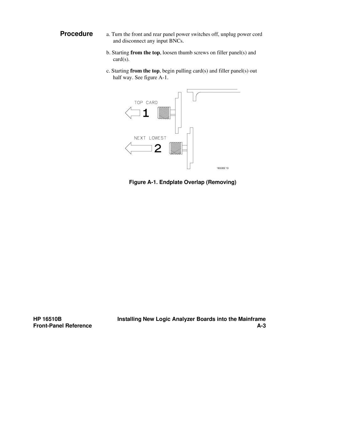 HP 16500A manual Figure A-1. Endplate Overlap Removing HP 16510B 