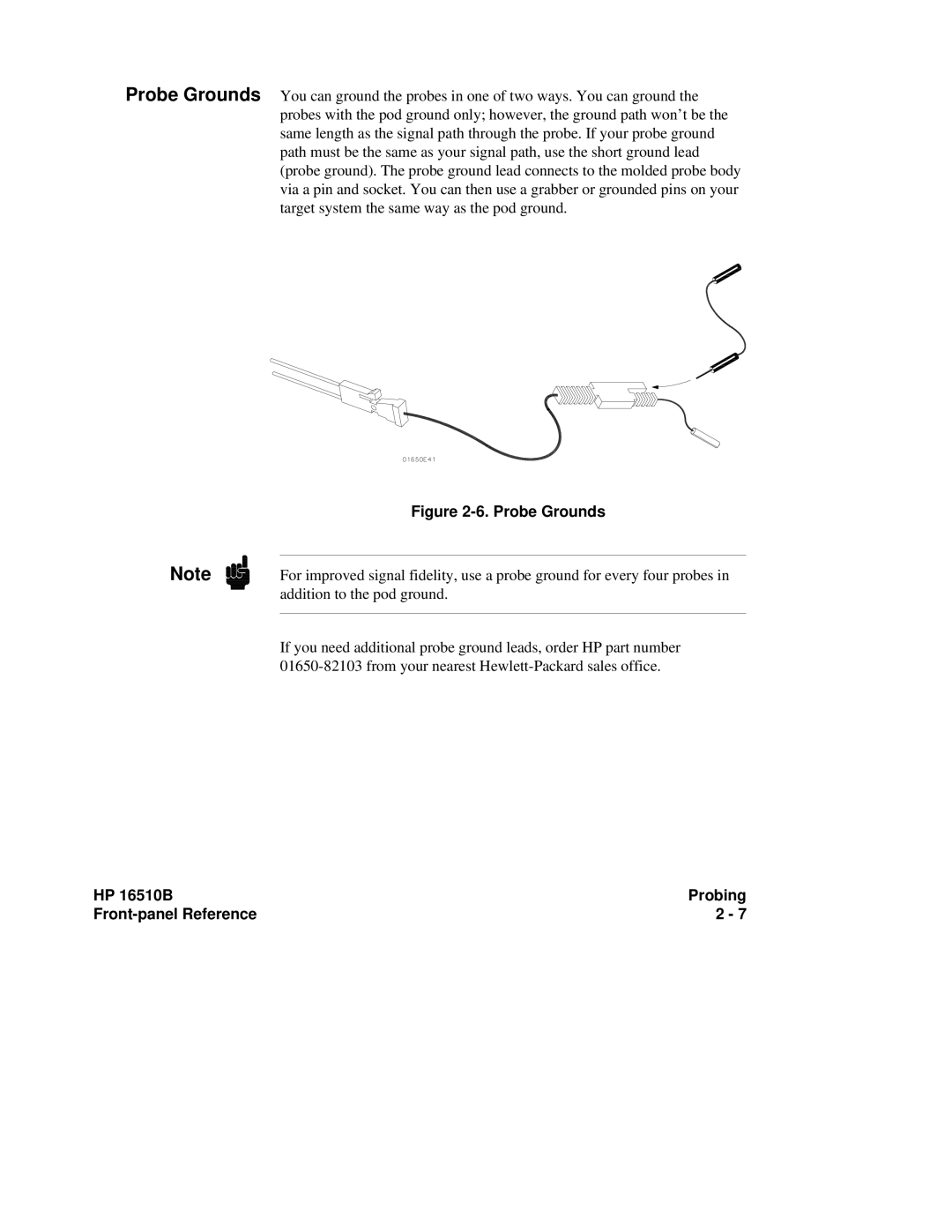 HP 16510B, 16500A manual Probe Grounds 