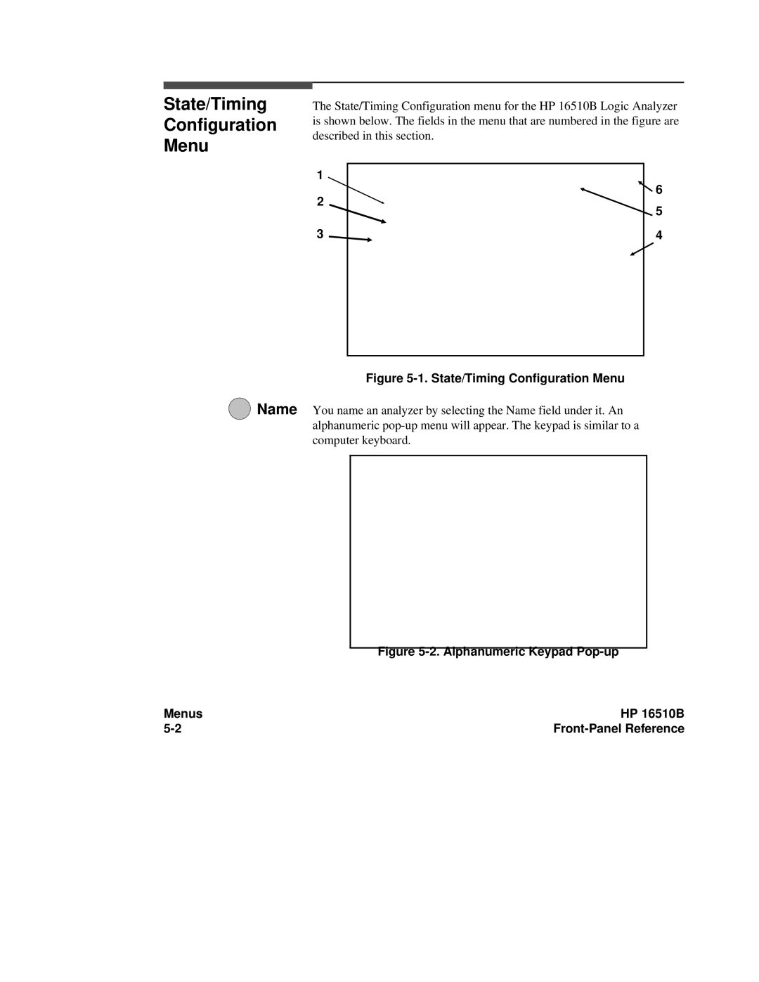 HP 16500A, 16510B manual State/Timing Configuration Menu 