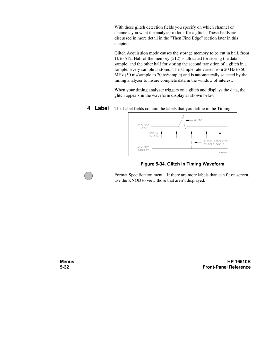 HP 16500A, 16510B manual Glitch in Timing Waveform 