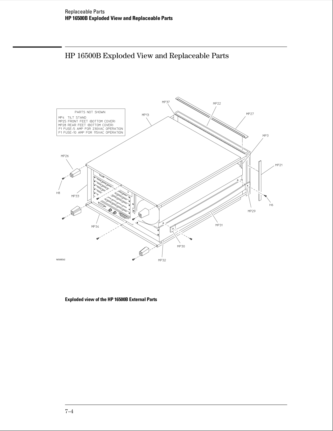 HP manual HP 16500B Exploded View and Replaceable Parts 