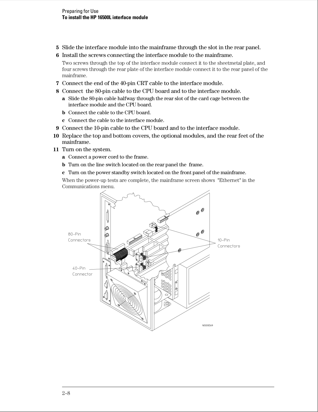 HP 16500B manual To install the HP 16500L interface module 