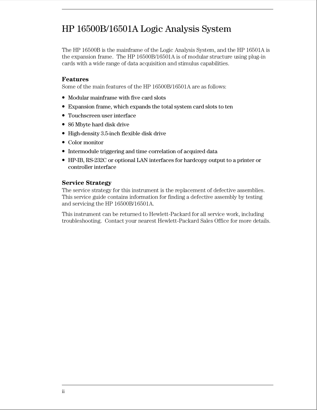 HP manual HP 16500B/16501A Logic Analysis System 