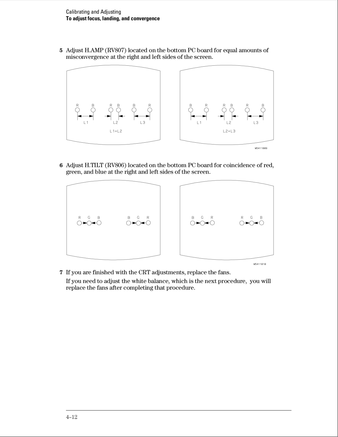 HP 16500B manual To adjust focus, landing, and convergence 