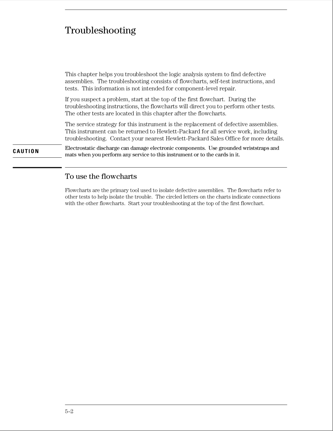 HP 16500B manual Troubleshooting, To use the flowcharts 