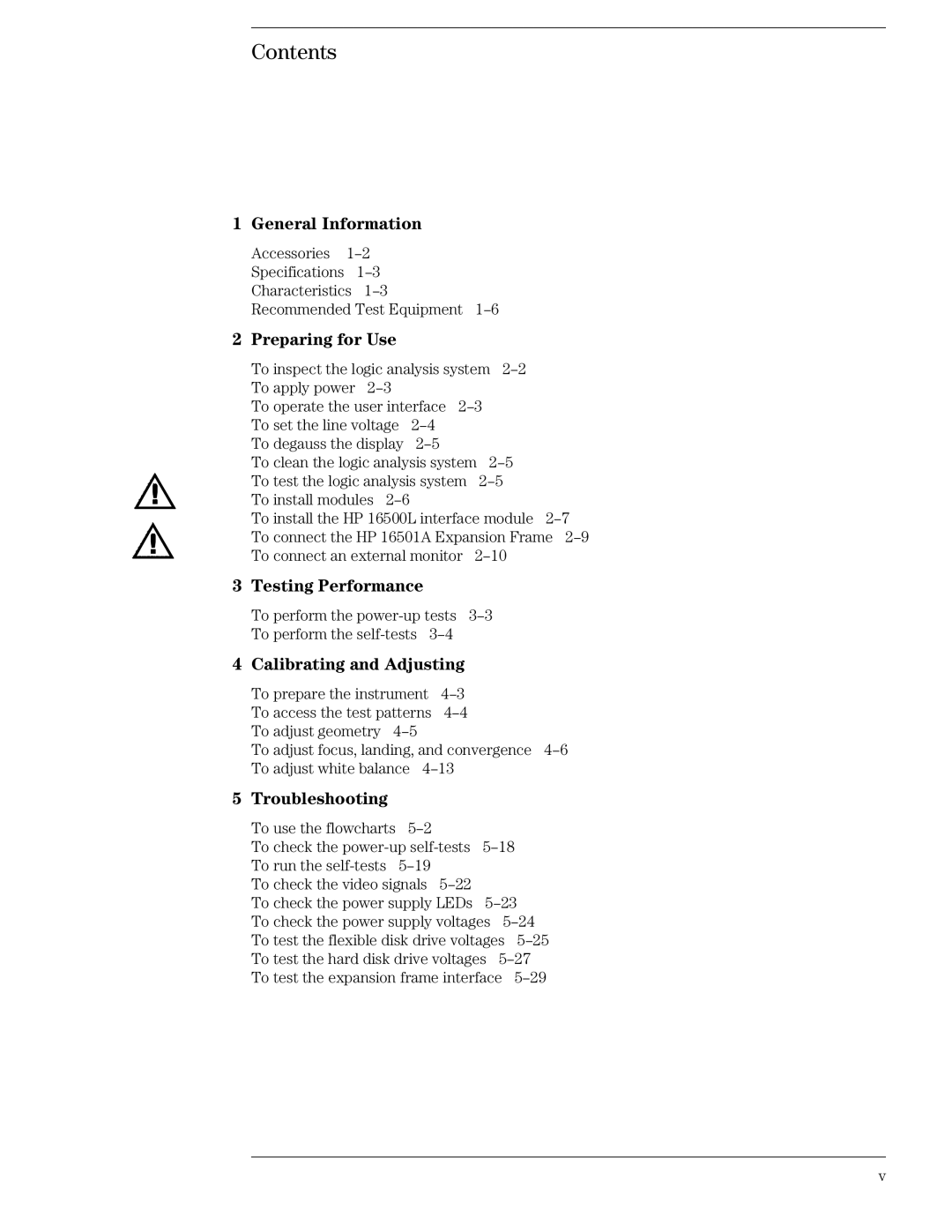 HP 16500B manual Contents 