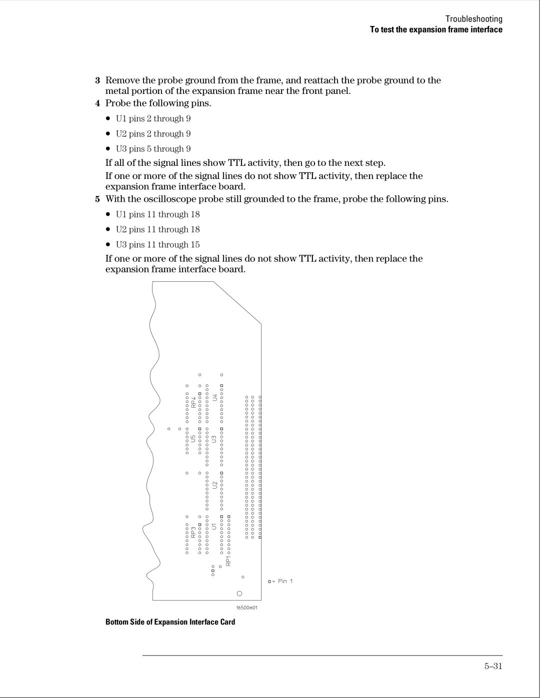 HP 16500B manual U1 pins 2 through U2 pins 2 through U3 pins 5 through 