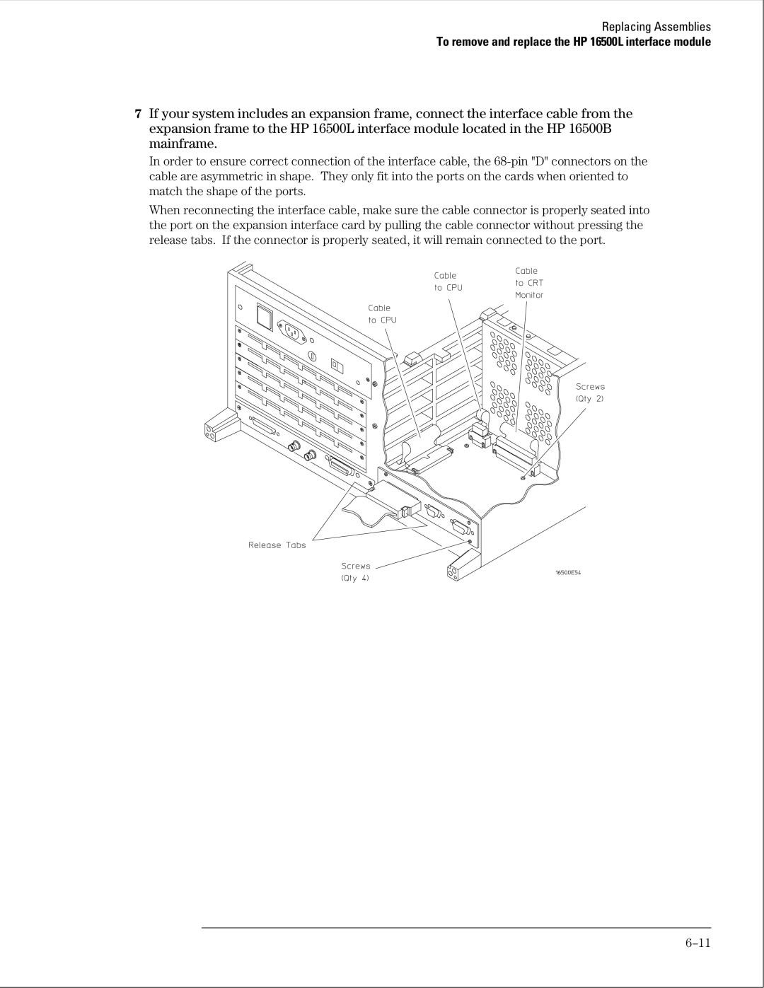 HP 16500B manual To remove and replace the HP 16500L interface module 