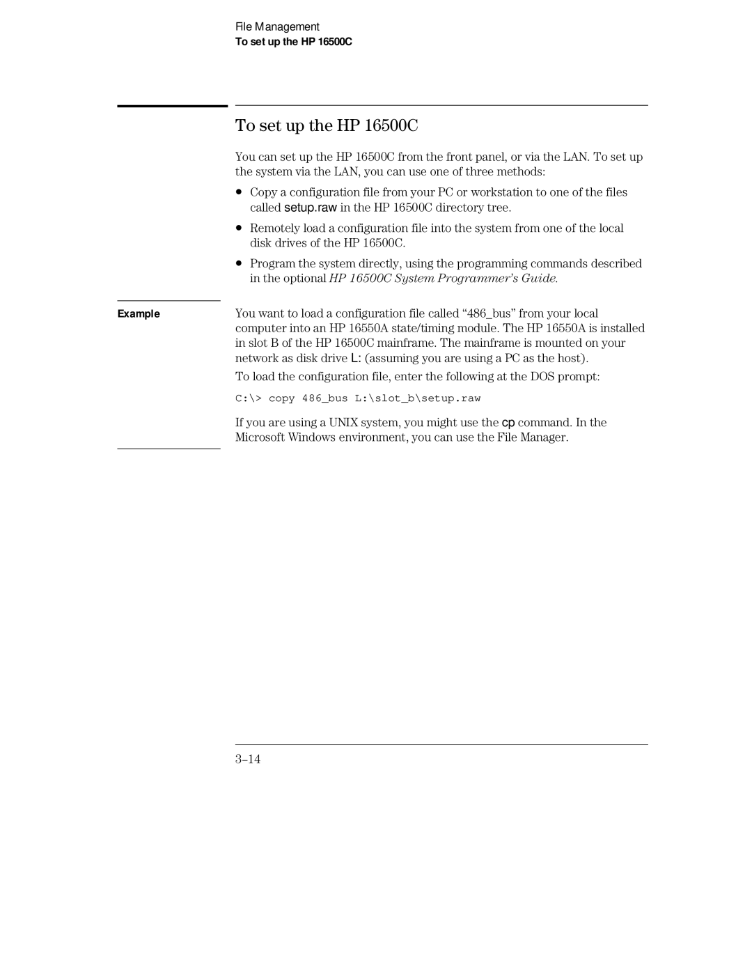 HP 16501A LOGIC manual To set up the HP 16500C 