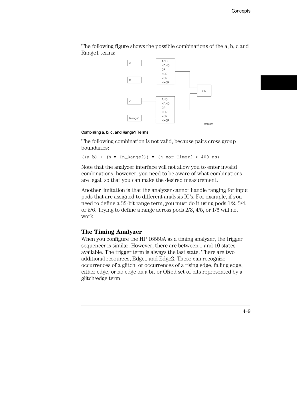 HP 16500C, 16501A LOGIC manual Timing Analyzer 