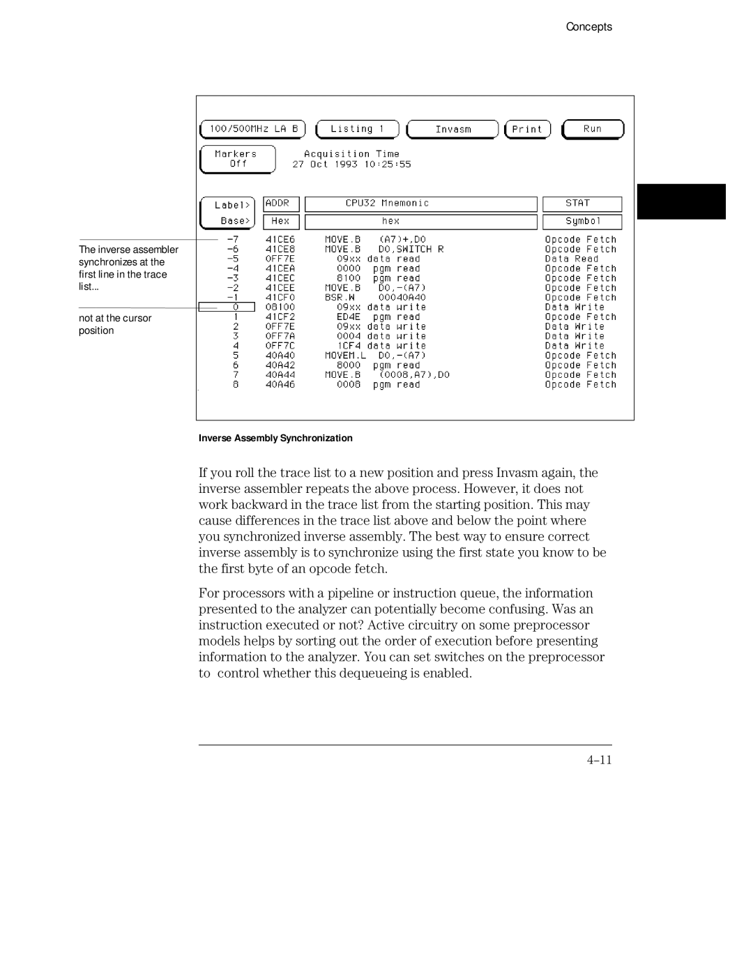 HP 16500C, 16501A LOGIC manual Inverse Assembly Synchronization 