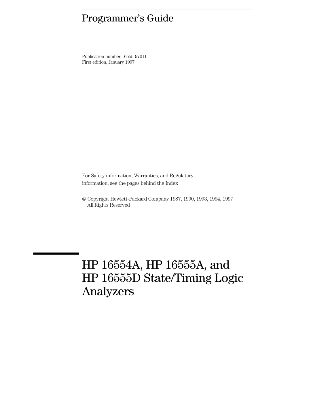 HP manual HP 16554A, HP 16555A, HP 16555D State/Timing Logic Analyzers 