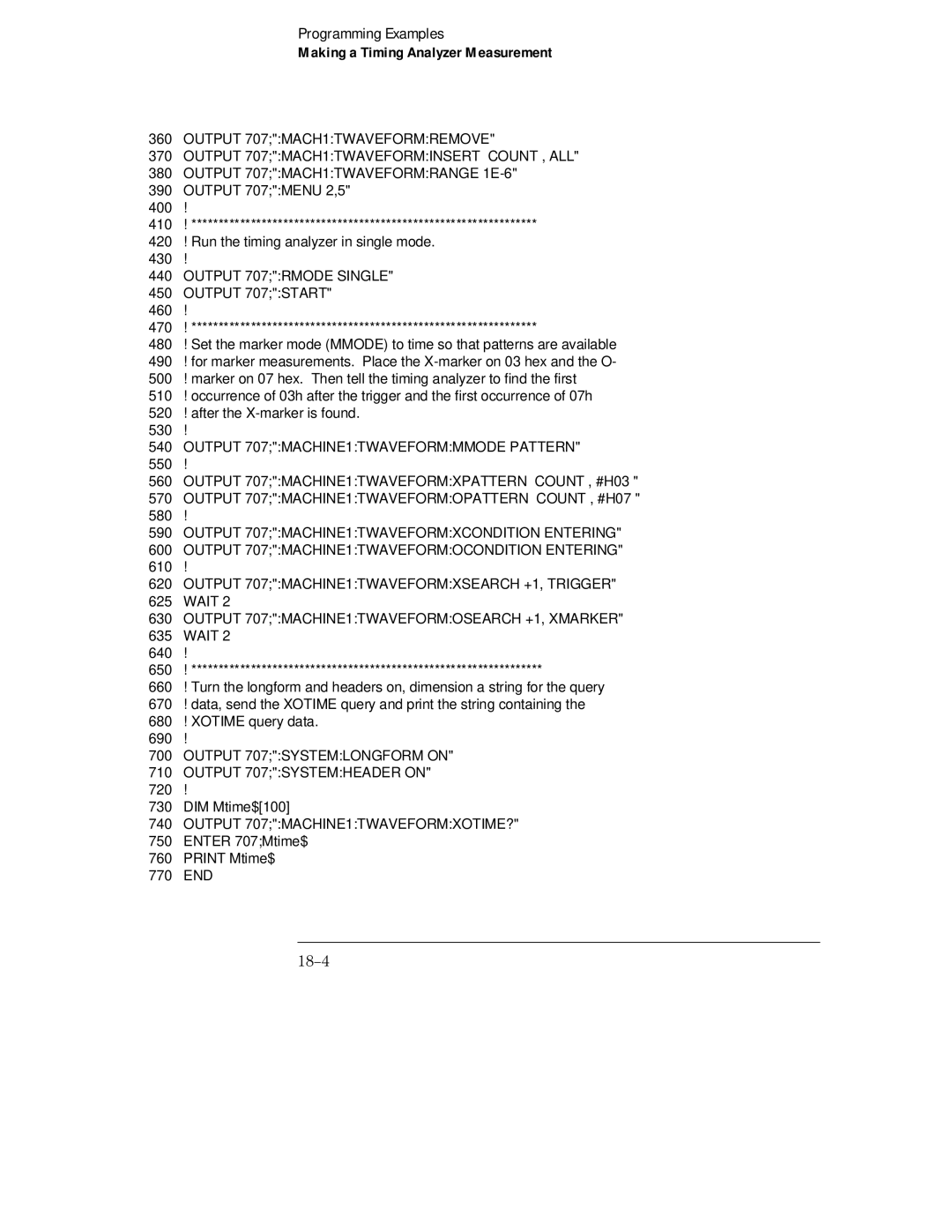 HP 16555D, 16555A, 16554A manual 18-4, Output 707RMODE Single 