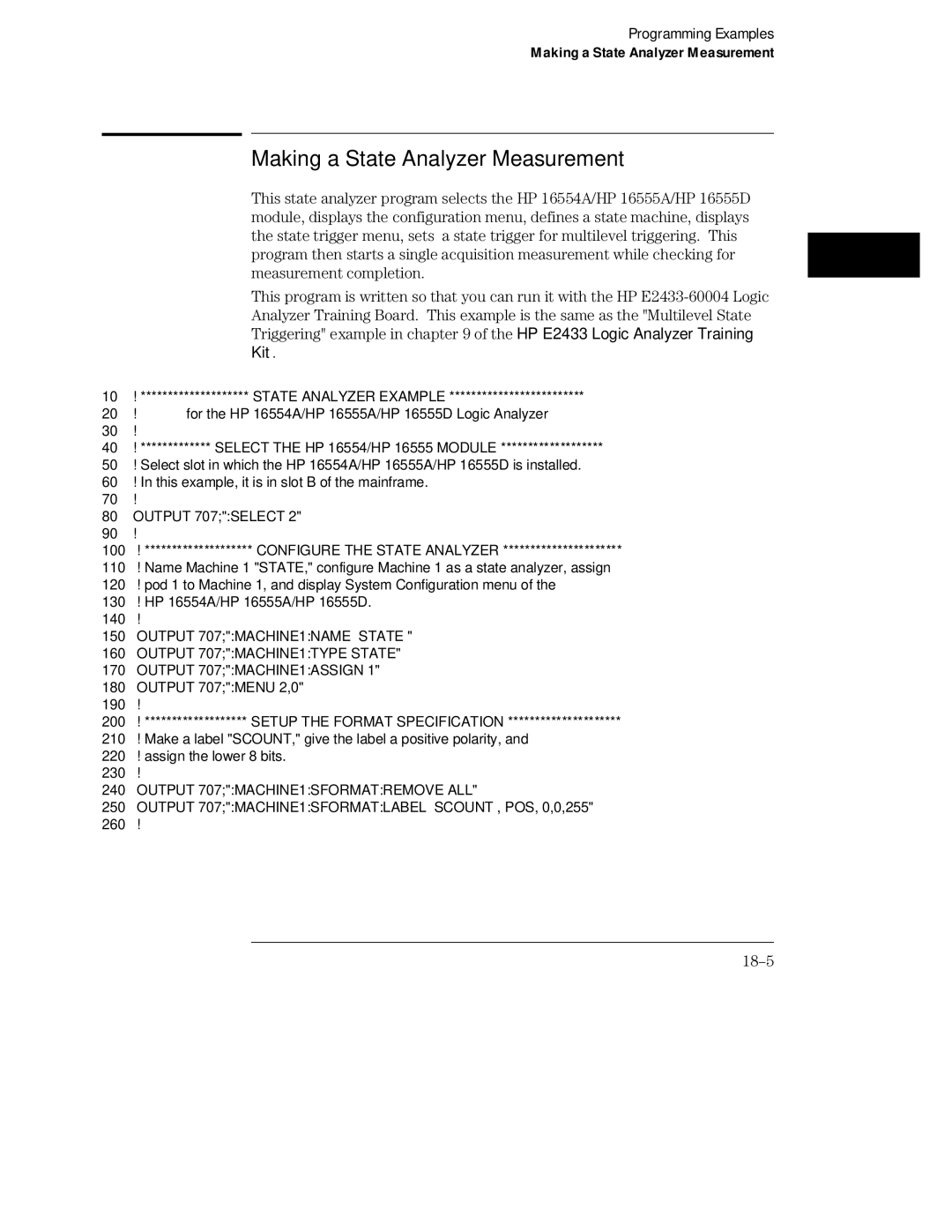 HP 16555A, 16555D, 16554A manual Making a State Analyzer Measurement 