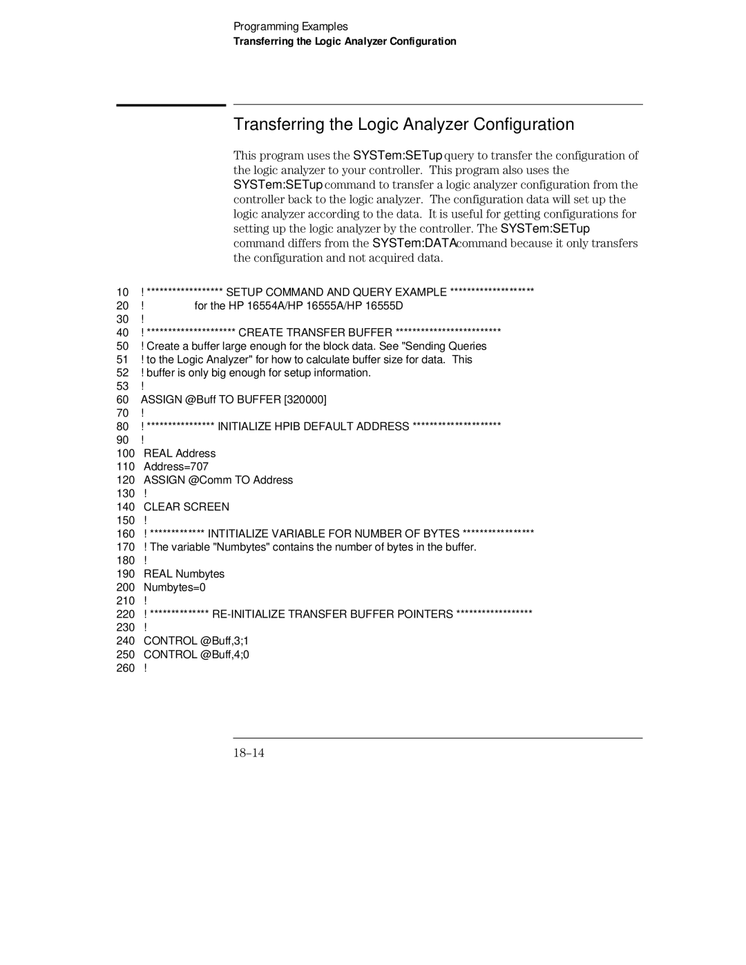 HP 16555A, 16555D, 16554A manual Transferring the Logic Analyzer Configuration, 18-14 