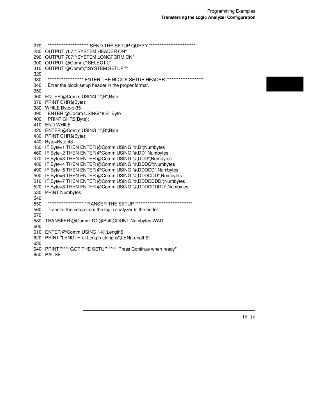 HP 16554A, 16555D, 16555A manual 18-15, Output 707SYSTEMHEADER on Output 707SYSTEMLONGFORM on 