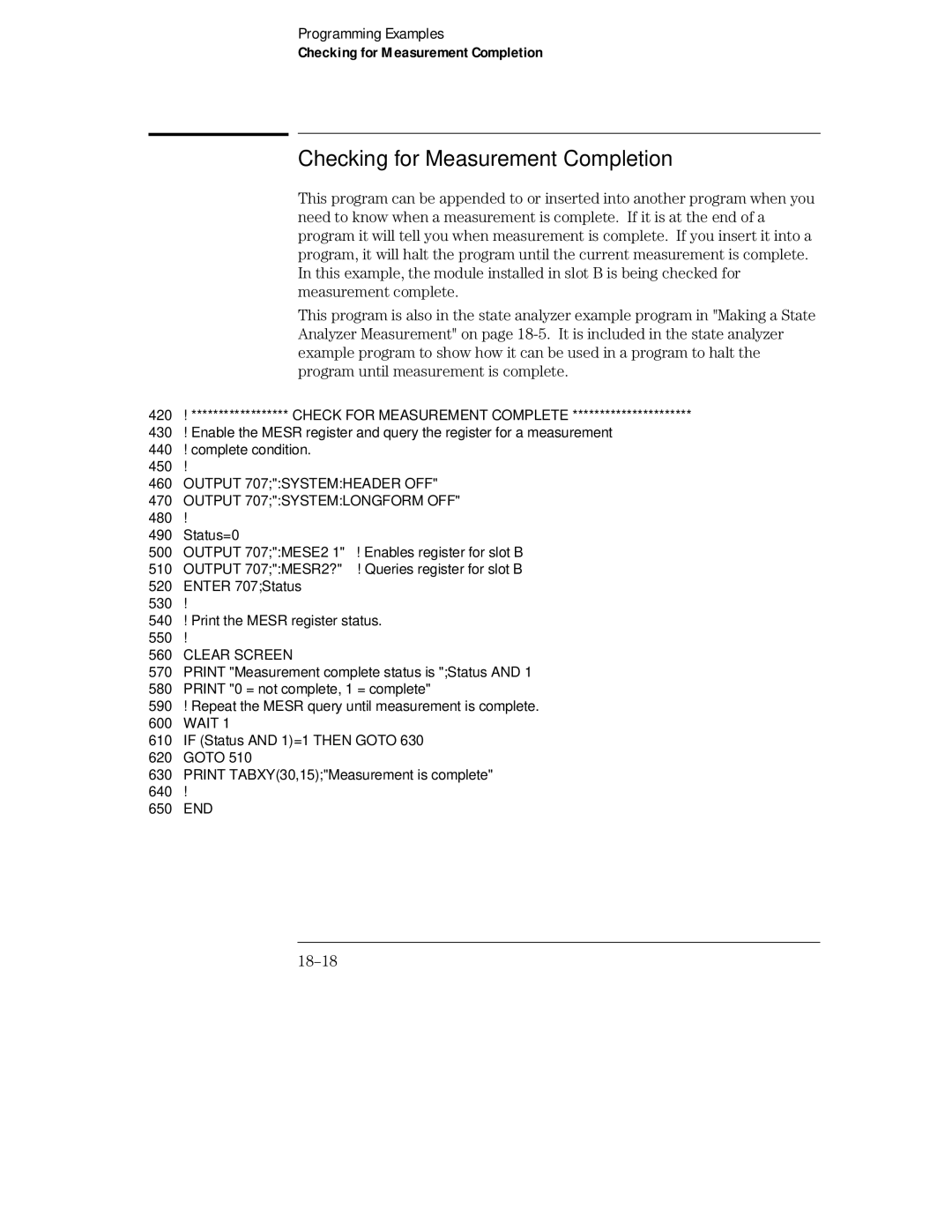 HP 16554A, 16555D, 16555A manual Checking for Measurement Completion 