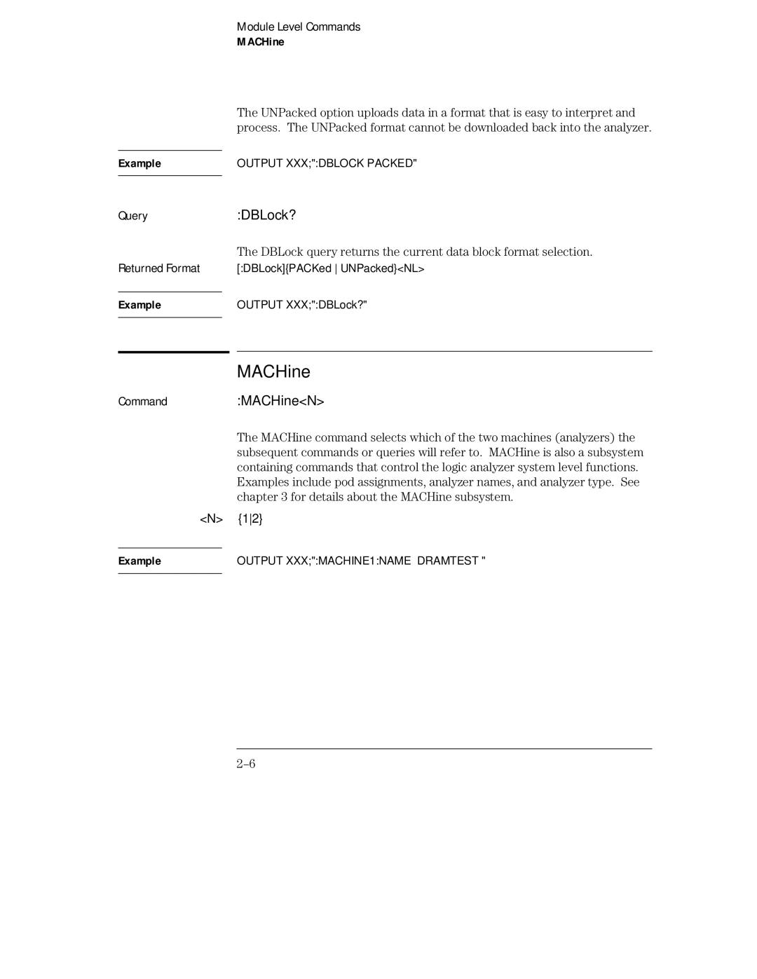 HP 16555A, 16555D, 16554A manual DBLock?, MACHineN 