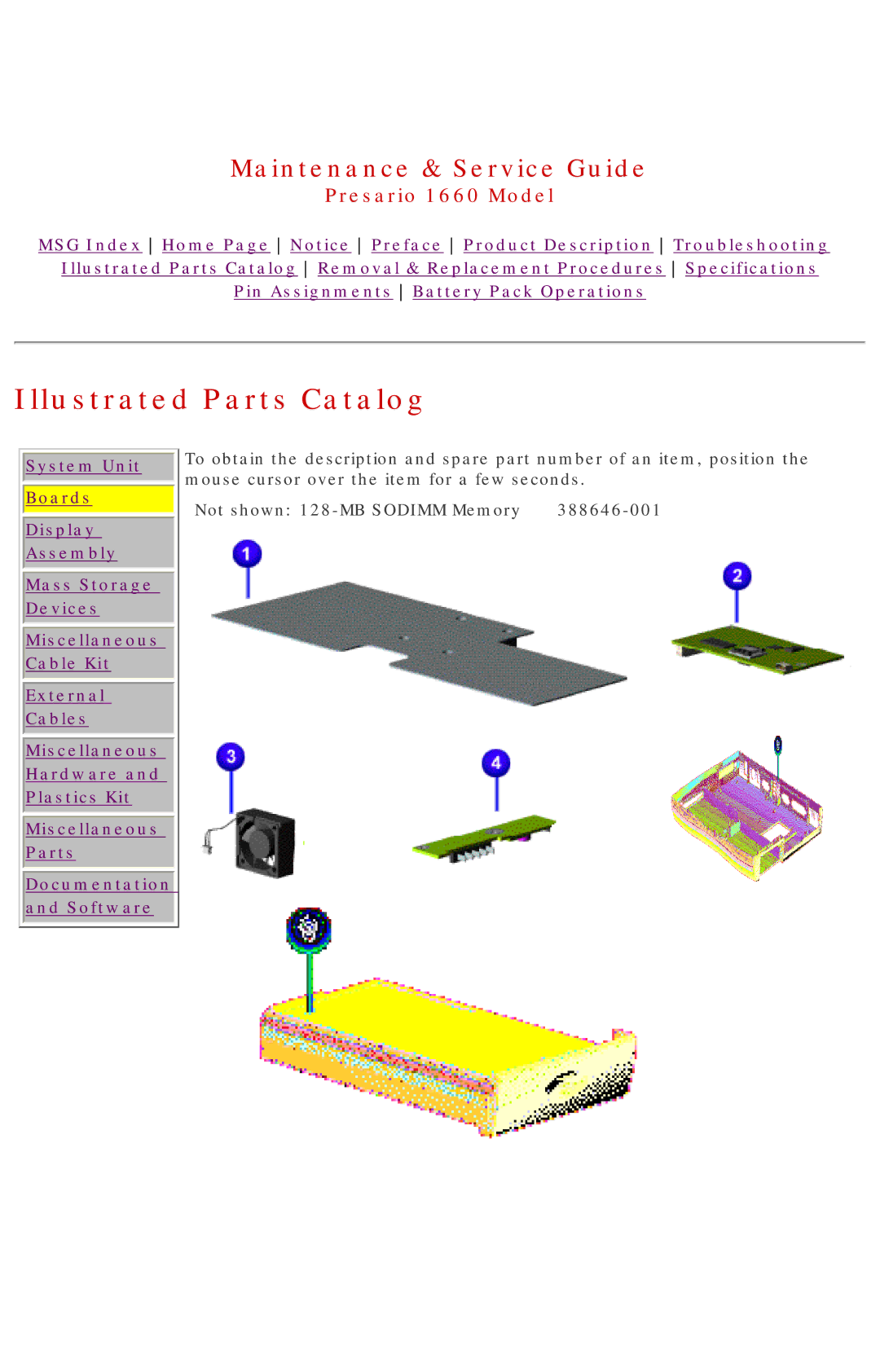 HP 1660 manual Illustrated Parts Catalog 